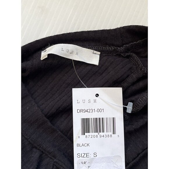 Lush Women's 'Leah' Knit Shift Keyhole Pleated Dress Size Small Black - Picture 4 of 12